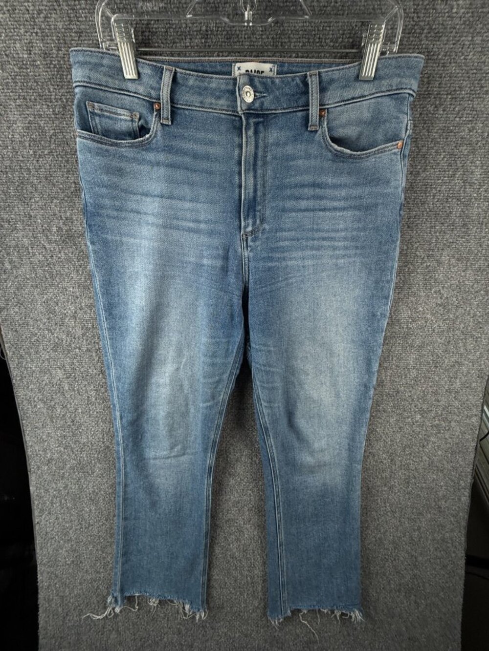 Paige Jeans Women Cindy Blue Stretch Denim Mel Destroyed Hem Pockets